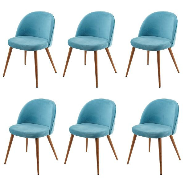 Mendler HWC-D53 ensemble de 6 chaises de salle à manger, chaises de cuisine, velours design rétro des années 50, turquoise, 3x63099