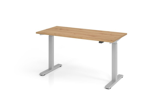 Bureau Hammerbacher XMST614, 140 x 67 cm, plateau : chêne noueux, épaisseur 25 mm, chant ABS 2 mm, forme rectangulaire, VXMST614/R/S