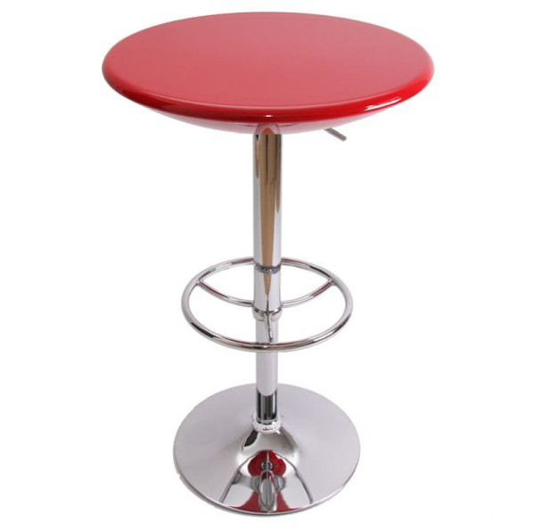 Table de bar Mendler table de bar table de bistrot Milan, réglable en hauteur Ø60cm, rouge, 16567