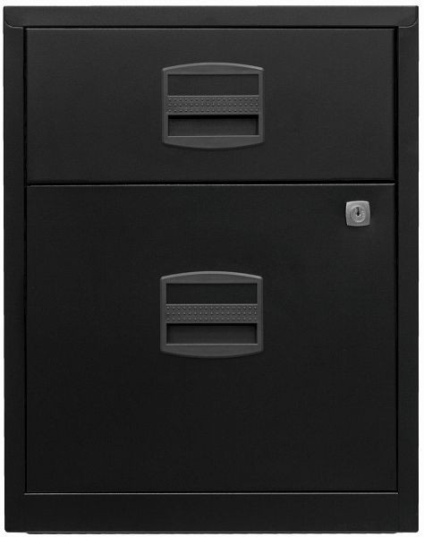 Armoire latérale mobile Bisley PFA, 1 tiroir universel, 1 tiroir HR, noir, PFAM1S1F633