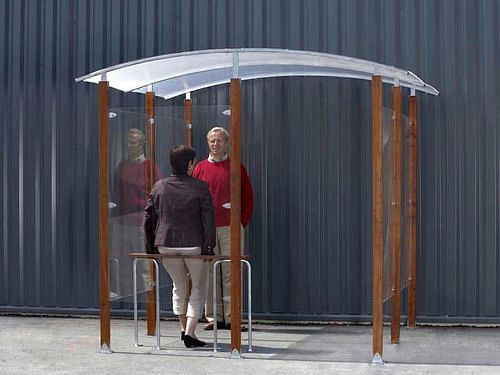 Abri fumeur DENIOS, pour montage mural, 2 m², ossature bois, 210529