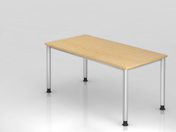 Bureau Hammerbacher 4 pieds rond 160x80cm érable/argent, forme rectangulaire, VHS16/3/S