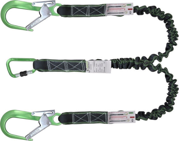 Longe Kratos en Y en sangle élastique avec absorbeur d'énergie 2 m avec mousqueton FA5010522B et FA5021860, FA30100020