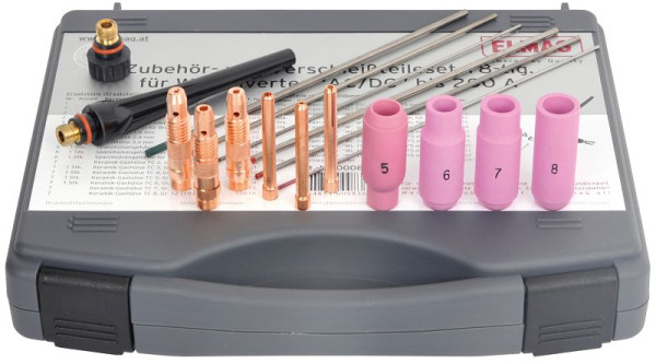 ELMAG – jeu d'accessoires et de pièces d'usure, 18 pièces, SR 18/26 pour onduleur TIG 'AC/DC' jusqu'à 220 A, 00083