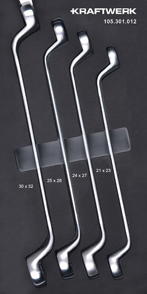 Jeu de clés à double anneau coudées Kraftwerk BASIC LINE EVA, 4 pièces. Insert 20x40, 105.301.012