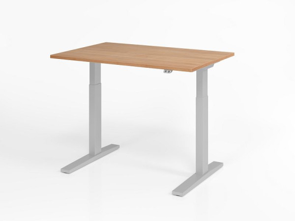 Bureau Hammerbacher XMKA12, 120 x 80 cm, plateau : noyer, épaisseur 25 mm, chant épais en ABS, forme rectangulaire, VXMKA12/N/S