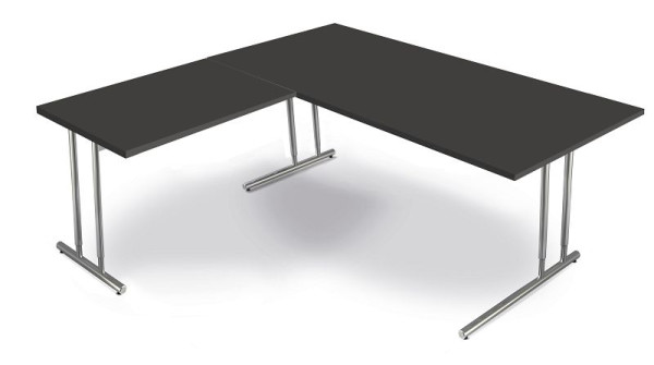 Poste de travail angulaire Kerkmann composé d'un bureau L 1800 x P 800 x H 680-820 mm, Artline, couleur : anthracite, 11767113