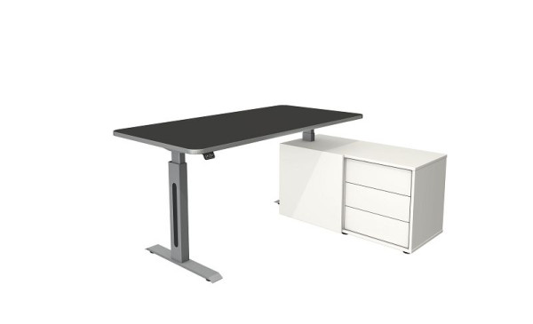 Kerkmann Move 1 Style table debout/assise avec buffet, structure argentée, réglable en hauteur électriquement de 740 à 1230 mm, anthracite/argent, 10177213