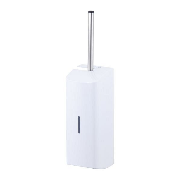 Porte-brosse WC Air Wolf avec façade fermée, série Alpha, H x L x P : 283 x 100 x 116 mm (sans poignée), acier inoxydable blanc, 60-127