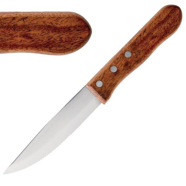 OLYMPIA Couteau à steak Jumbo avec manche en bois 12,5 cm, GG819