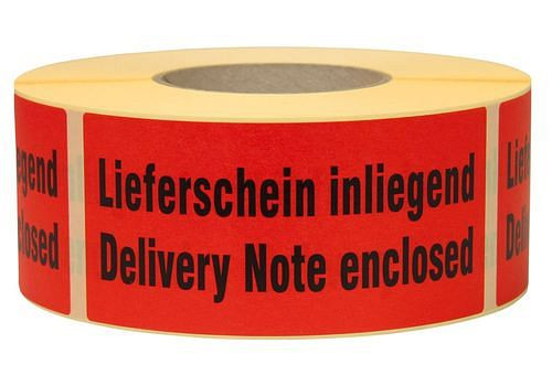 Étiquettes d'avertissement et d'information DENIOS, bon de livraison joint, 145 x 70 mm, en papier, 299620