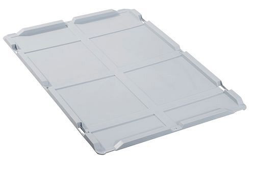 Couvercle coiffant DENIOS pour bacs euro classic-line B, sans fermetures, B 600, gris, 265-227
