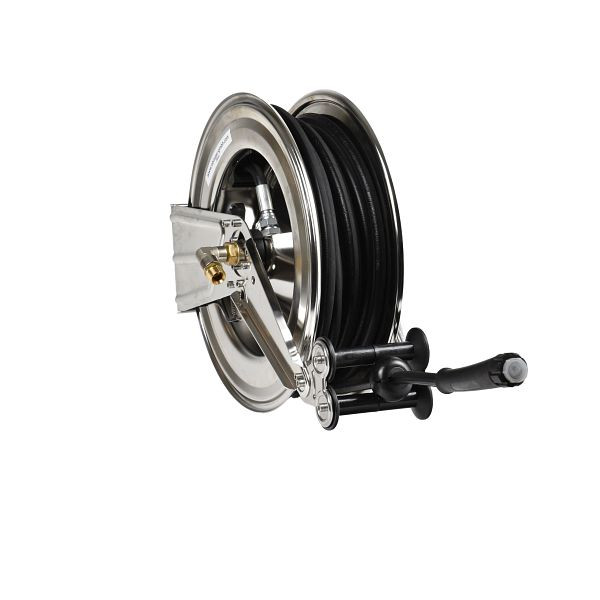 Enrouleur Ebinger OSM 410, maxi 400 bar / 60°C, 12m - flexible caoutchouc-synthétique 6,4 mm, boîtier : acier inoxydable, 1.414.501