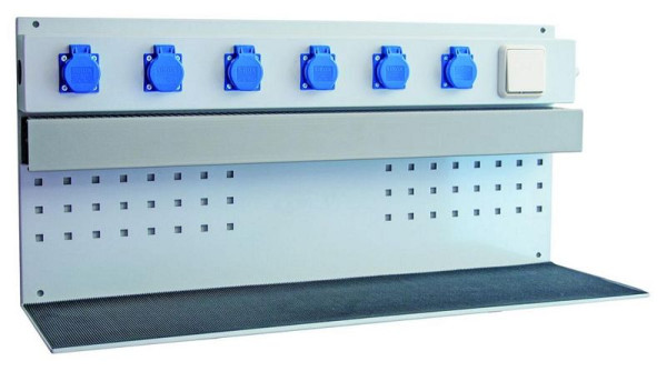 Étagère de charge de batterie KLW avec câble de 5,00 m et fiche Schuko en caoutchouc solide, noir, 830 x 400 x 250 mm, 1037051
