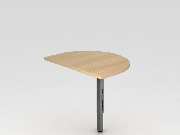 Table à rallonge Hammerbacher avec base d'appui, carrée 60x80cm chêne/graphite, arrondie pour fixation sur bureau, VRA60/E/G