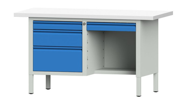 Établis ANKE Établi en caisson, modèle 348 E, 1500 x 700 x 840 mm, RAL 7035/5012, KSP 40 mm, 510.318