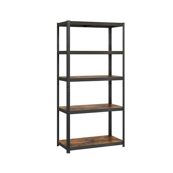 SONGMICS étagère de rangement 5 niveaux 180 x 90 x 40 cm, vintage marron-noir, GLR040B11