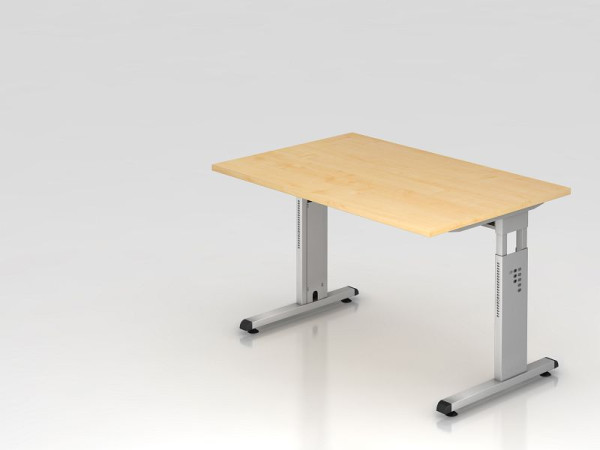 Bureau Hammerbacher pied C 120x80cm érable/argent, hauteur de travail 65-85 cm, VOS12/3/S