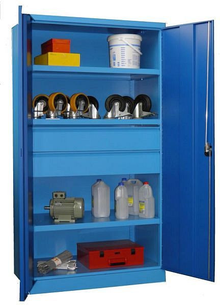 Armoire charges lourdes Pavoy 1950/630/1040, poignée rotative, sans cloison, 3 étagères, tiroirs : 2x175, 36362-104-007-735510