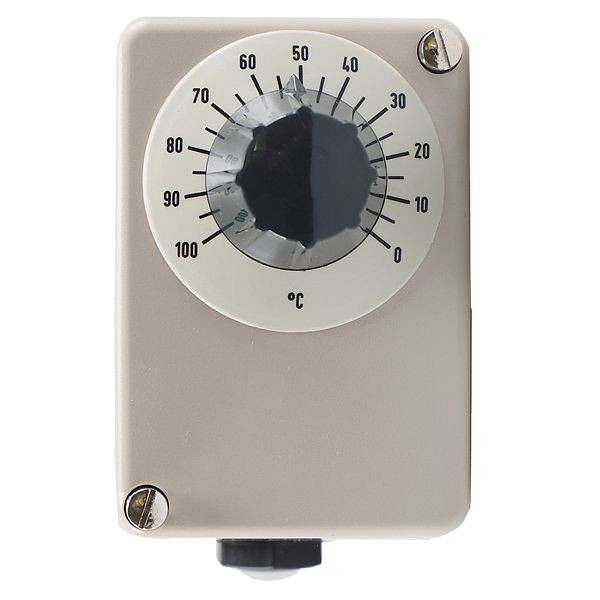 Régulateur de température JUMO avec contact inverseur, 0 à 100 °C, longueur d'installation 200 mm, différence de commutation de température : 3 °C, 60001126