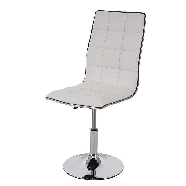 Chaise de salle à manger Mendler HWC-C41, chaise de cuisine, pivotante réglable en hauteur, similicuir, blanc, 74273