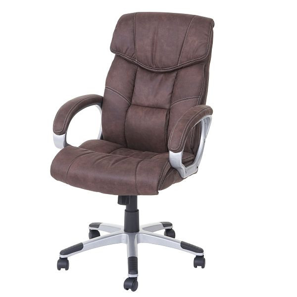 Chaise de bureau Mendler HWC-A71, chaise de direction, chaise pivotante, chaise de bureau, tissu/textile, aspect daim brun vintage, 59776