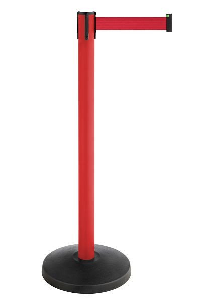 Poteau de barrière ALLROUNDLINE avec ceinture, poteau : jaune / ceinture : rouge, ALA-20-3.0-0010