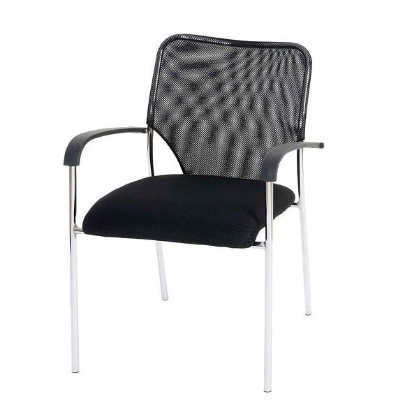 Chaise visiteur Mendler Tulsa lot de 2, chaise de conférence empilable, tissu/textile, assise noire, dossier noir, 47796