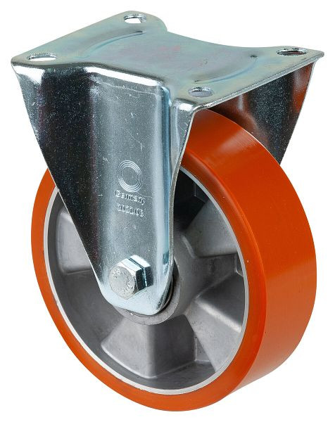 Rouleau de transport BS rollers, rouleau fixe, largeur de roue 50 mm, roue Ø 160 mm, capacité de charge 300 kg, polyuréthane coulé, corps de roue en aluminium, roulement à billes, L410.B90.160
