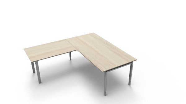 Kerkmann bureau extra large / table de réunion L 2000 x P 1000 x H 680-820 mm avec table d'extension, forme 5, couleur : érable, 11418350