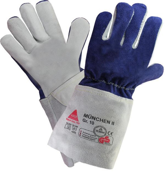 Hase Safety MÜNCHEN II, gants de protection, cuir pleine fleur, taille : 10, UE : 6 paires, 850201-10