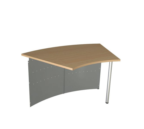 Kerkmann comptoir compact Genoa table d'extension 45°, L 1265 x P 800 x H 720 mm, aluminium argent/hêtre, 22399314