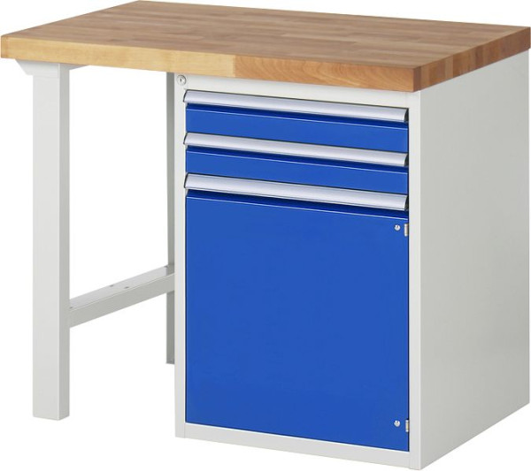 Établi RAU série 7000 - conception modulaire, conteneur de sous-structure (2x tiroir, 1x porte battante), 1000x840x700 mm, 03-7503A1-107B4S.11