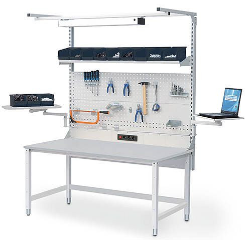 Bedrunka+Hirth table Workergo 4 pieds avec réglage par manivelle avec structure multi-parois, dimensions en mm (LxP) : 1500 x 750, E4150KU75-04