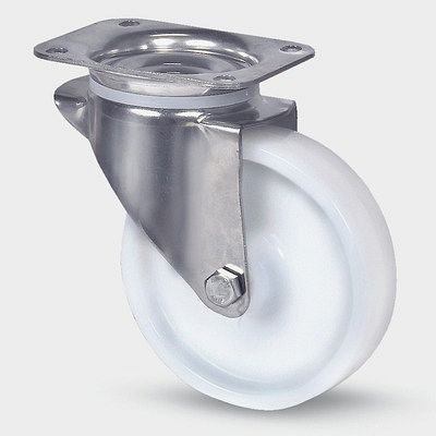 Roulette pivotante TENTE-ROLLEN, roue Ø 125 mm, capacité de charge 250 kg, hauteur 155 mm, D 75 Shore, montage sur platine, 8470UOD125P62