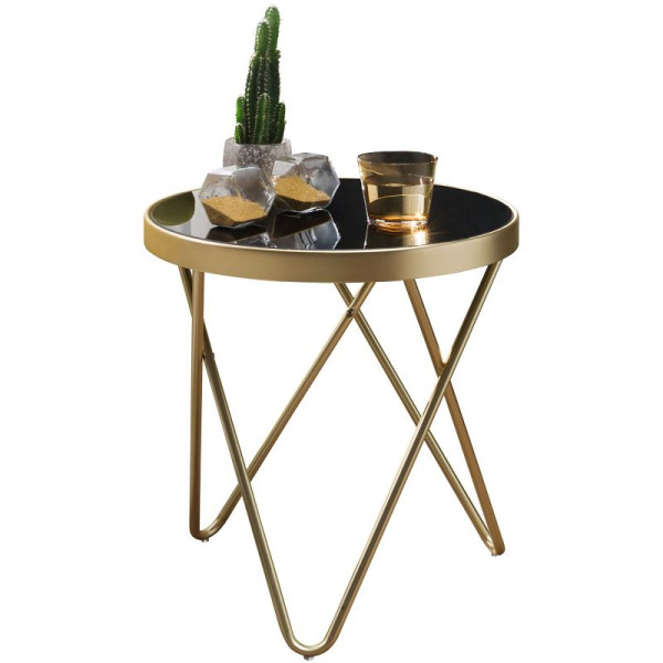 Wohnling Design table d'appoint DANA 42x46x42cm, ronde noir/or mat, WL5.785