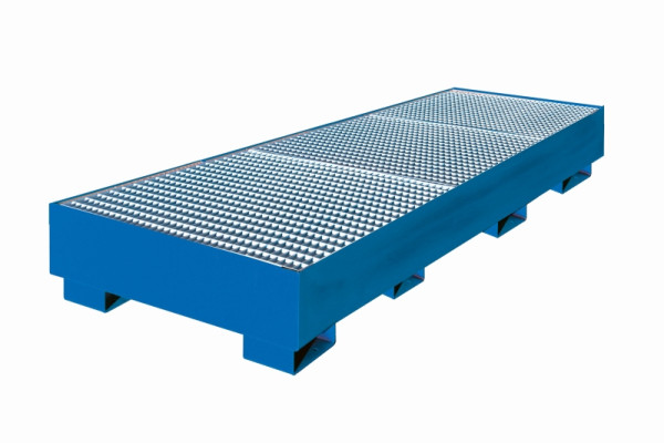 Lèchefrite industrielle Eichinger à parois droites, avec grille 3 x fûts, bleu gentiane, 30121100000097
