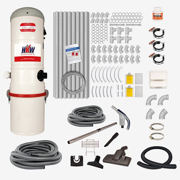 Kit complet HKW SMALL 4 (RETRAFLEX) - 2 prises d'aspiration, tuyau d'aspiration 9 m, 2100209