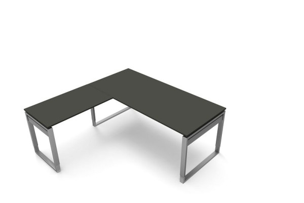 Bureau Kerkmann L 1800 x P 800 x H 680-820 mm avec table d'extension, forme 5, coloris : anthracite, 11405913