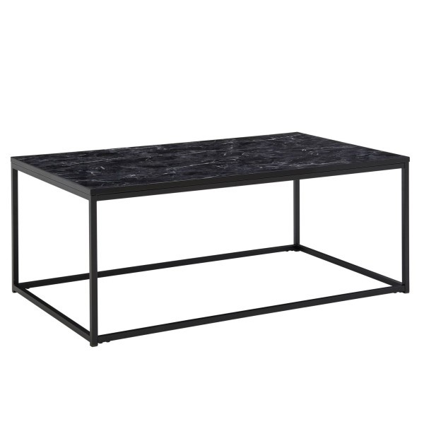 Wohnling Table basse 100 x 60 x 40 cm aspect marbre noir, table de salon avec structure en métal, table de canapé d'angle, table d'appoint, WL6.607