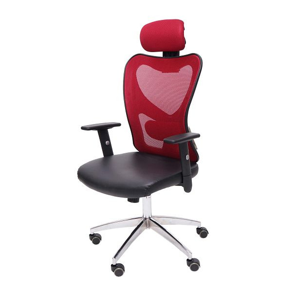 Chaise de bureau professionnelle Mendler Atlanta, chaise de direction, chaise pivotante, chaise de bureau, simili cuir, rouge, 74774