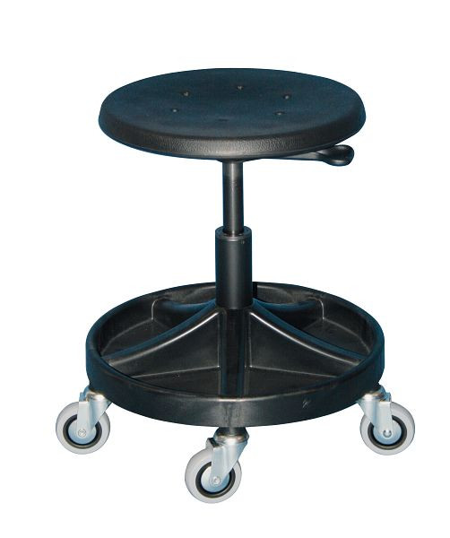 Tabouret pivotant universel Lotz Tabouret de travail avec système de rangement d'outils, siège PU noir avec levier de déverrouillage, hauteur d'assise 400-530 mm, 3528.11