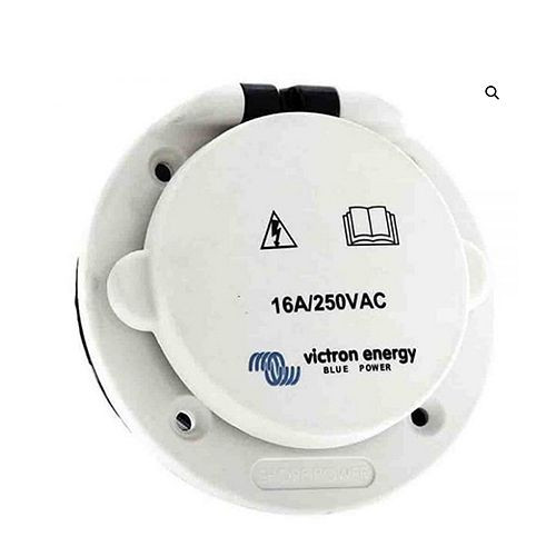 Prise d'alimentation Victron Energy en acier inoxydable avec couvercle 32 A/250 Vca (2 pôles/3 fils), 8-67-009215, SHP301603000