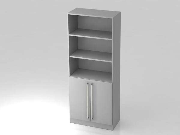 Armoire Hammerbacher 5OH, 2 portes sous le panneau de plinthe, poignée chromée gris/gris, 80x42x200,4 cm (LxPxH), V7700/5/5/CE