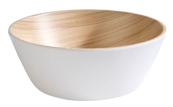 Bol APS -FRIDA-, Ø 20 cm, hauteur : 7,5 cm, mélamine, intérieur : aspect bois, extérieur : blanc, 84609