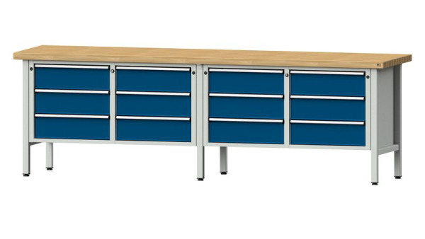 Établis ANKE Établi en caisson, modèle 108 V, 2800 x 700 x 900 mm, RAL 7035/5010, BMP 50 mm, 301.447