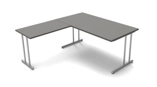 Poste de travail d'angle Kerkmann, Start Up, L 1600 mm x P 1800 mm x H 750 mm, couleur : graphite, 11437012