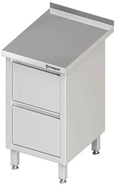 Armoire à tiroirs Stalgast avec 2 tiroirs, 450x700x850 mm, avec dosseret, soudée, VAS04712A