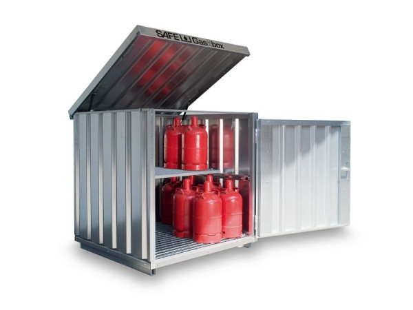 Boîte à bouteilles de gaz SÄBU SAFE GB 2, galvanisée, montée, avec fond grillagé, 1.420 x 1.490 x 1.470 mm