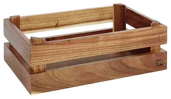 Caisse en bois APS -SUPERBOX-, 29 x 18,5 cm, hauteur : 10,5 cm, bois d'acacia, adaptée pour GN 1/4, 11622